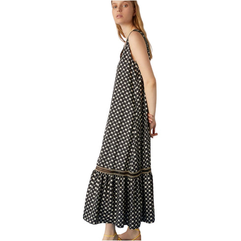 Abito Donna GIANNI Midi a pois con scollo a V Nero EMME MARELLA- Francavilla Moda